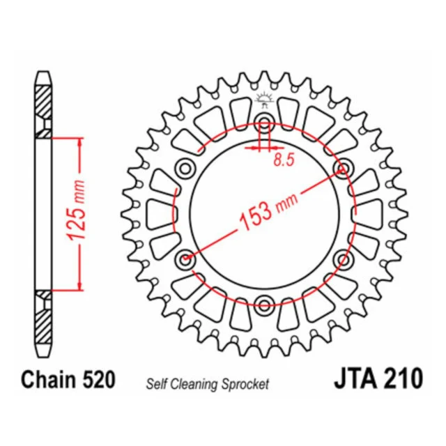 Corona 210 de aluminio con 53 dientes JT
