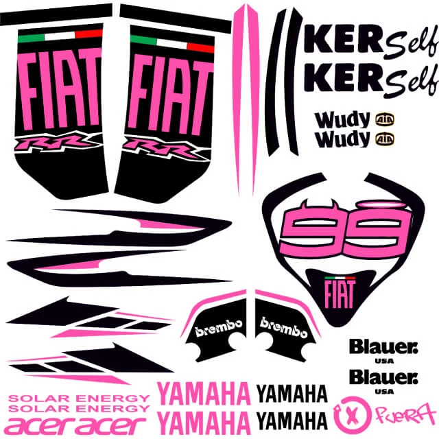 Kit pegatinas Yamaha Jog R/RR fiat Lorenzo flúor