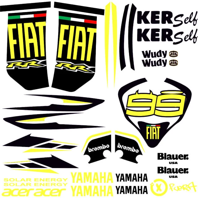 Kit pegatinas Yamaha Jog R/RR fiat Lorenzo flúor