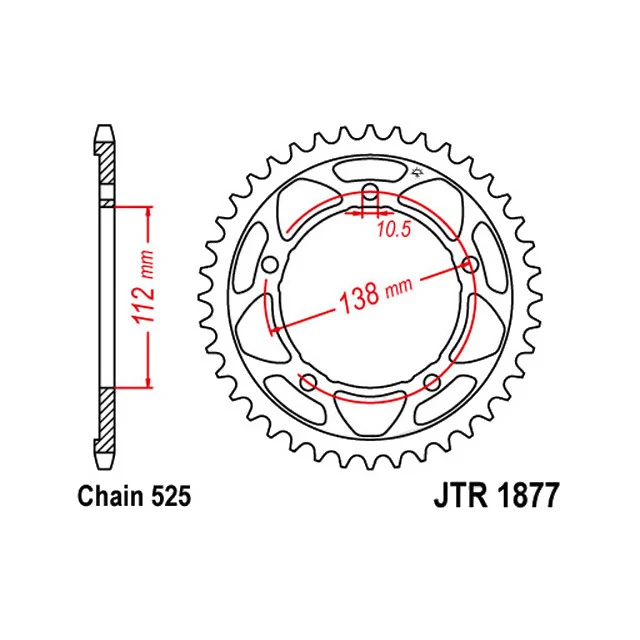 Corona de acero 47 dientes JTR1877 JT Sprockets