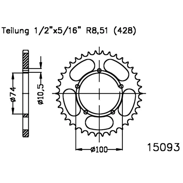 Kit de transmision Daelim VL 125 14x45 cadena RK 428 XSO