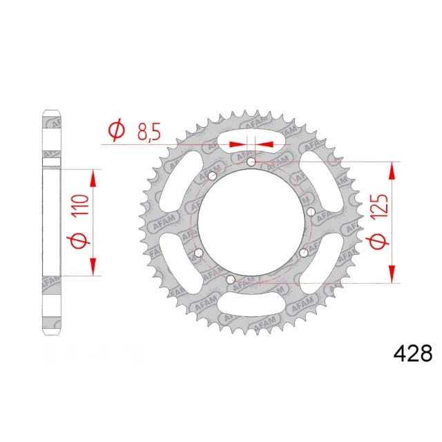 Corona de transmisión Sherco SM-RS 50 paso 428 Afam