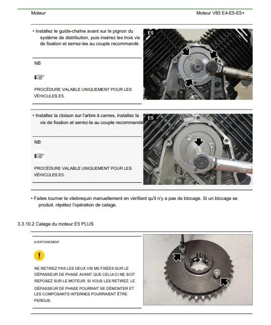 Manuel d'atelier Moto Guzzi V85TT Euro5+ 2024 français