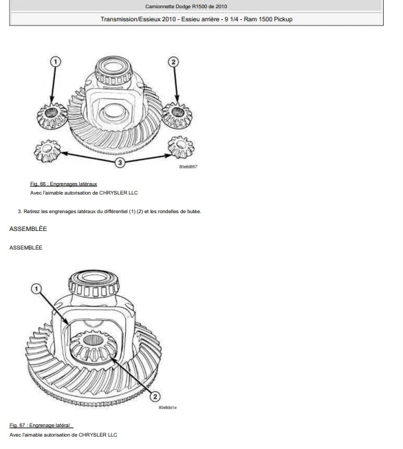 Manuel d'atelier Dodge RAM 1500 2500 2010 français