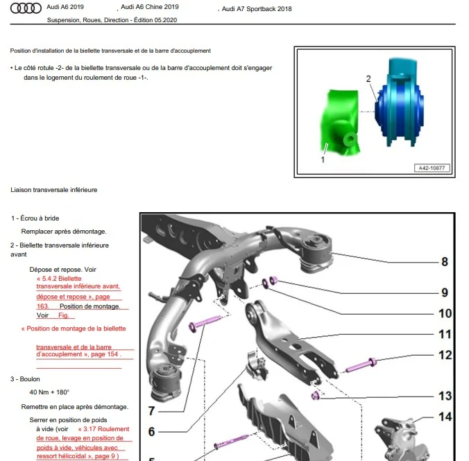manuel d'atelier Audi A6 C8 2018 2022 français