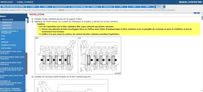 Manuel d'atelier Subaru Impreza 2022 français