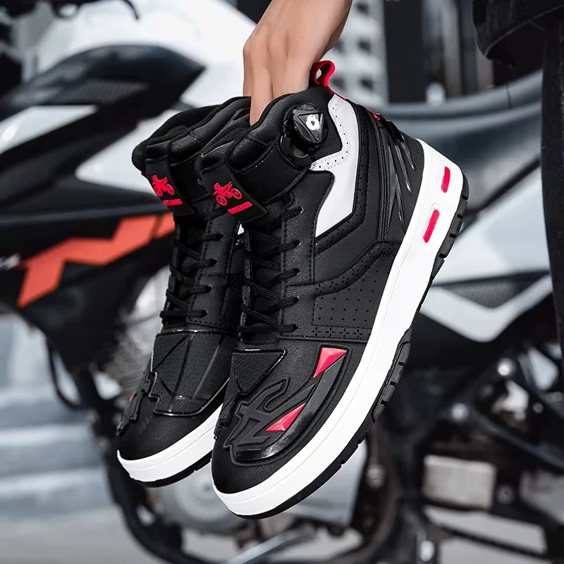Basket moto - Noir et rouge