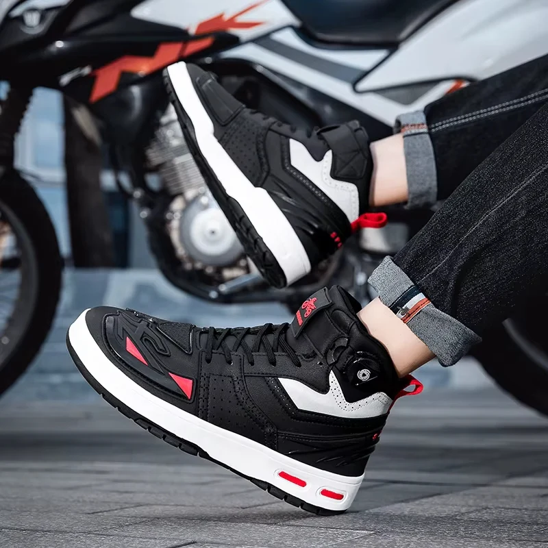 Basket moto - Noir et rouge