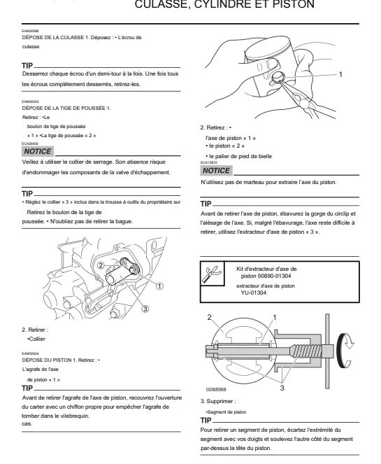 Manuel d'atelier Yamaha 125 YZ 2024 français