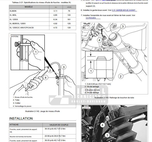 Manuel d'atelier Harley Davidson Sportster 2013 en français