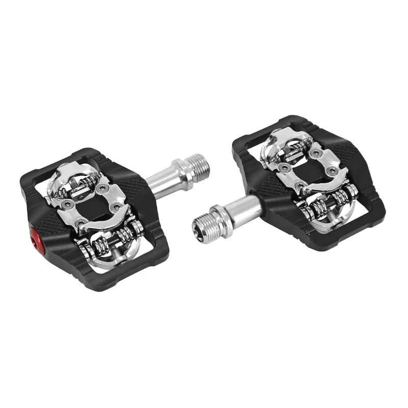 Pédale Gravel - VTT Plate Newton Automatique Ou Standard Alu Cnc Noir 102 X 73 mm Roulement Du (Compatible Shimano SPD) (Paire)