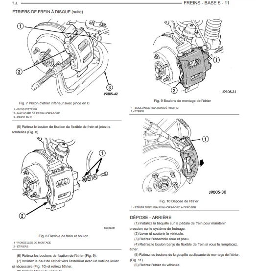 Manuel d'atelier Jeep TJ Wrangler 2004 français