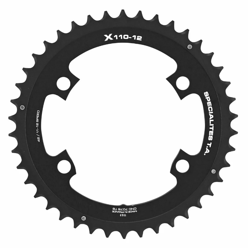 Plateau Route 4 branches Ø 110 Pour Shimano Ultegra R8100-8170 Dura-Ace R9200-9270 105 R7100 Ta X110 42 dents Extérieur Noir 12V. (Penser A Commander Le Kit Intravis Correspondant)