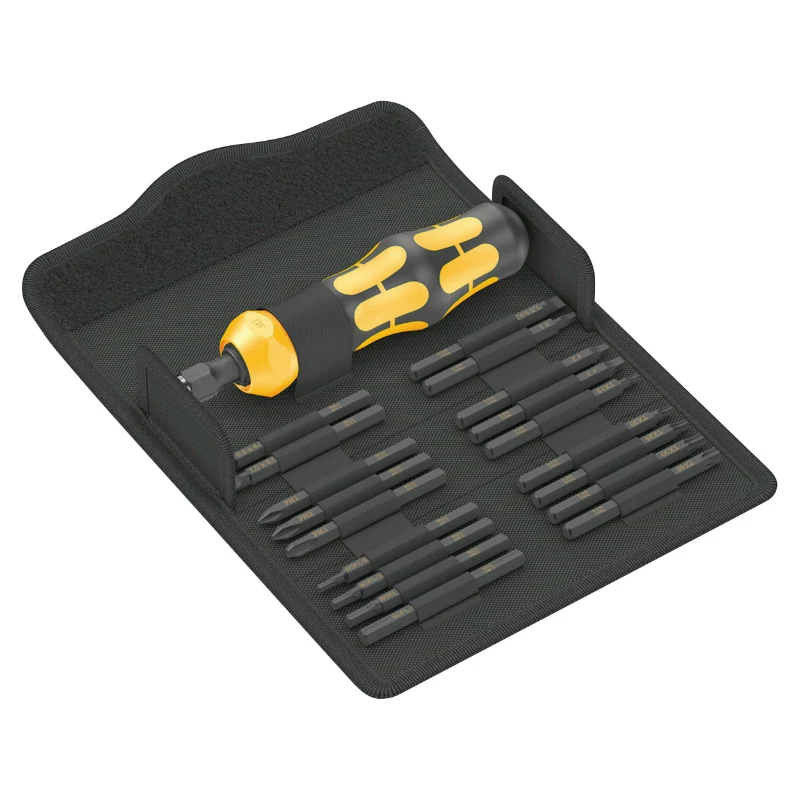Tournevis A Frapper Wera 900 Kompakt Embouts-Lames Interchangeables Noir-Jaune (Set 19 Pieces) -Marque Allemande Pour Les Ateliers-