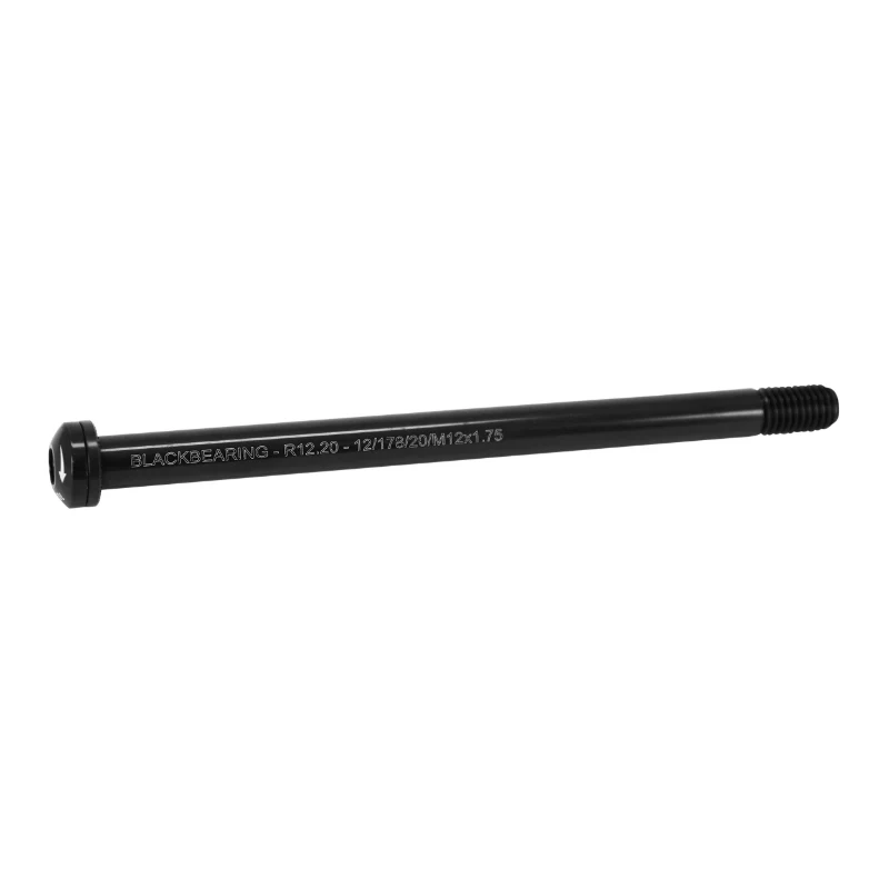 Axe Traversant - Blocage Roue Arrière Blackbearing Filetage M12 X 1.75 mm Noir (178 mm Hors Butee Dont Filetage 20 mm)