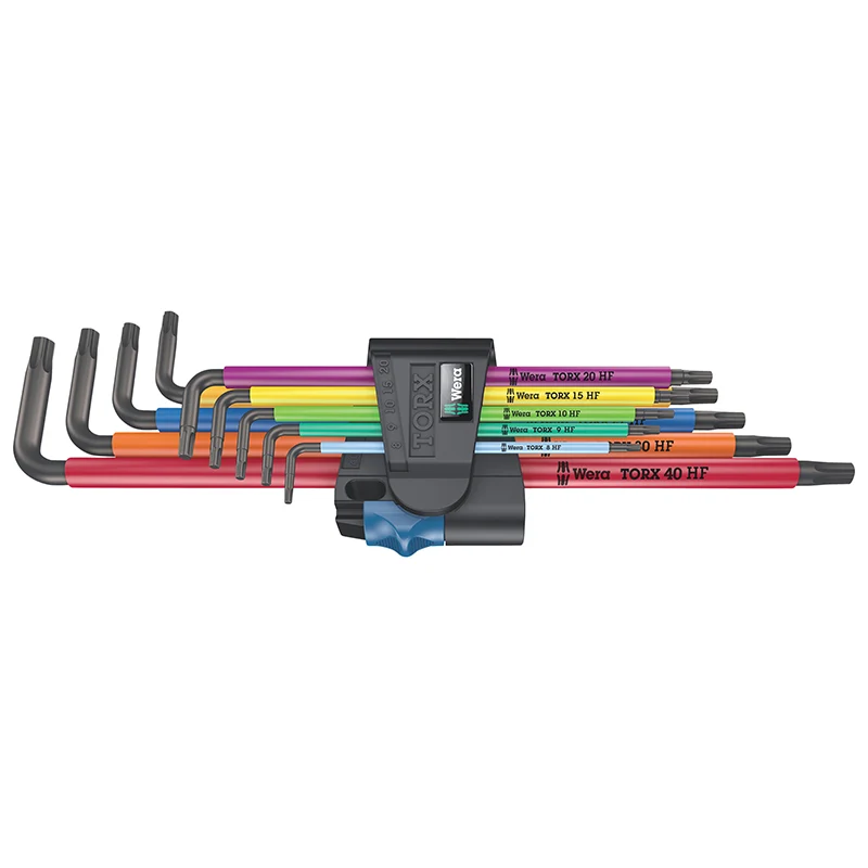 Clé Males Coudees Torx Wera 967 Tx XL Blacklaser (Avec Fonction Retenue) (Set 9 Pieces) -Marque Allemande Pour Les Ateliers-