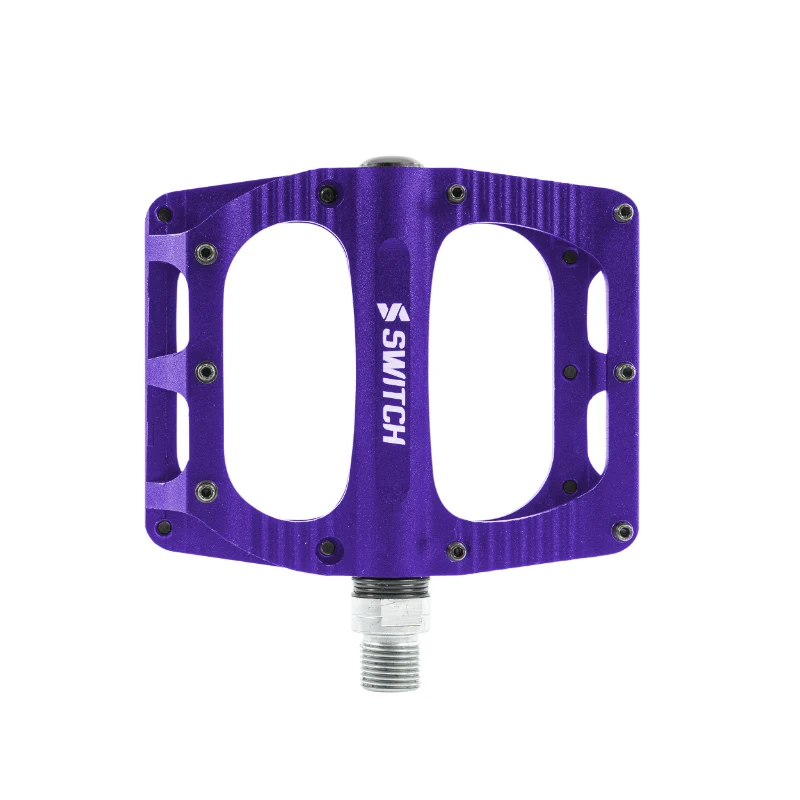 Pédale VTT Plateforme Descente - BMX Switch Freeride Alu Cnc Violet Filetage 9-16 Avec Picots (Paire) 100X90 mm