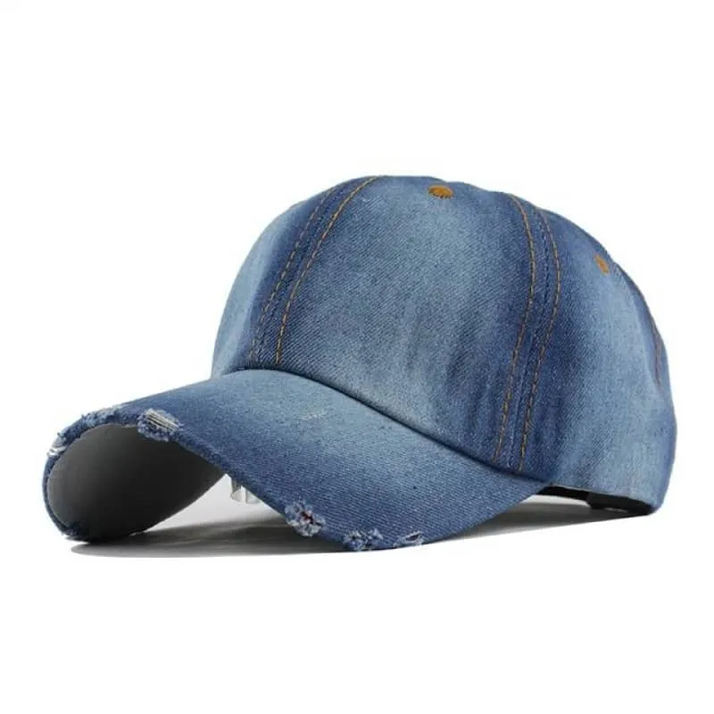 Casquette moto en jean usée