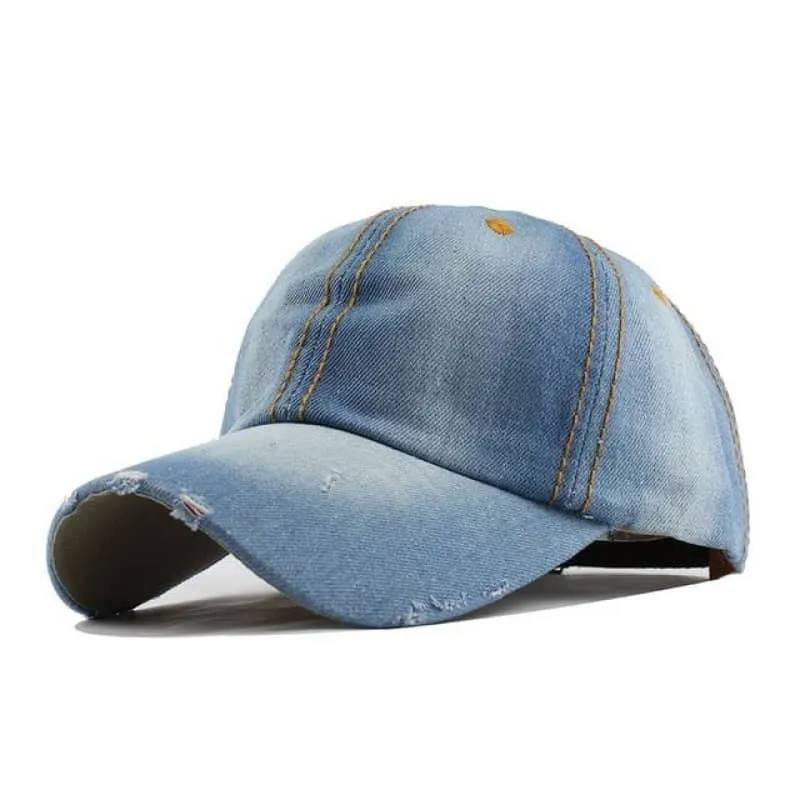 Casquette moto en jean usée