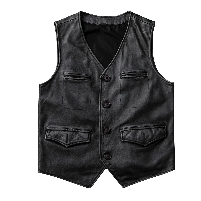 Gilet en cuir pour biker vintage