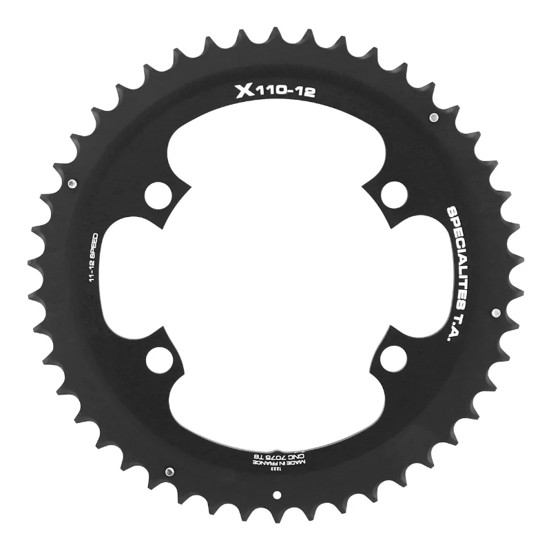 Plateau Route 4 branches Ø 110 Pour Shimano Ultegra R8100-8170 Dura-Ace R9200-9270 105 R7100 Ta X110 53 dents Extérieur Noir 12V. (Penser A Commander Le Kit Intravis Correspondant)