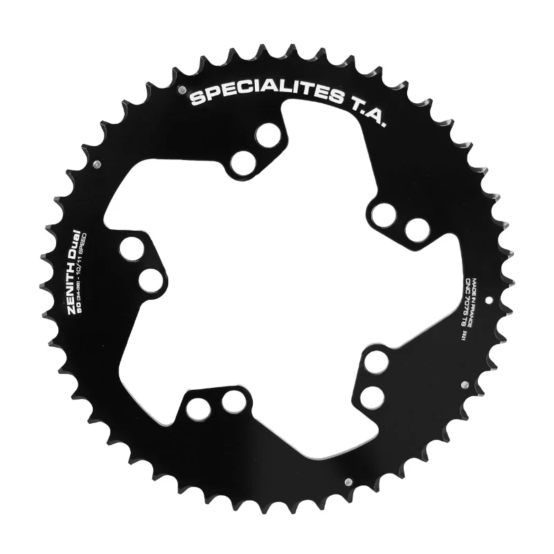 Plateau Route 5 branches Ø 110-130 Pour Pédalier Look Zed Ta 50 dents Extérieur Noir Alu 7075 10-11V.