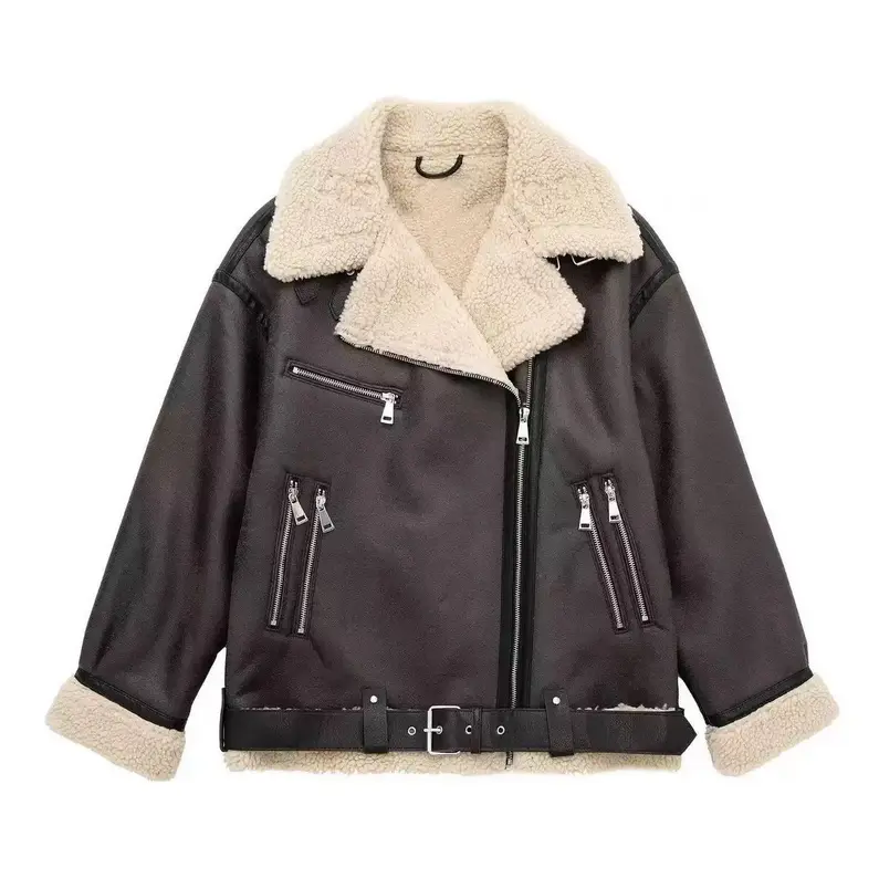 Veste biker femme - Aviateur Sherpa