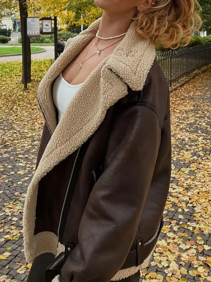 Veste biker femme - Aviateur Sherpa