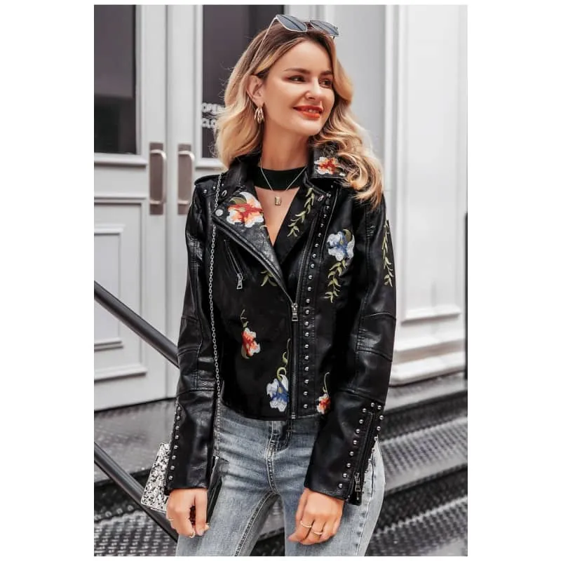 Veste biker femme - Floral