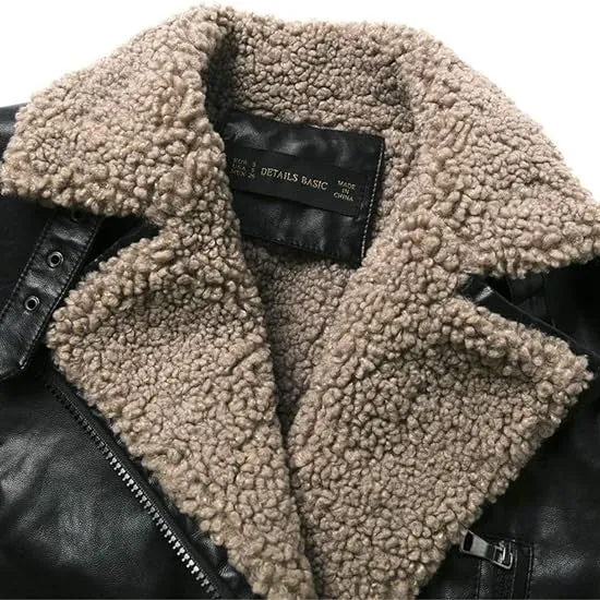 Veste biker femme - Col mouton
