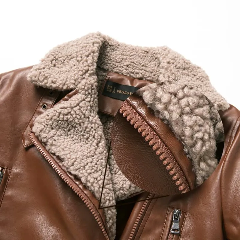 Veste biker femme - Col mouton