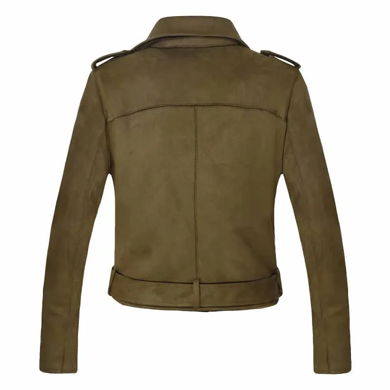Veste biker femme - Daim kaki