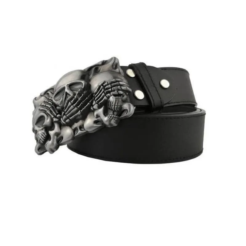 Ceinture biker - Têtes de mort de la sagesse