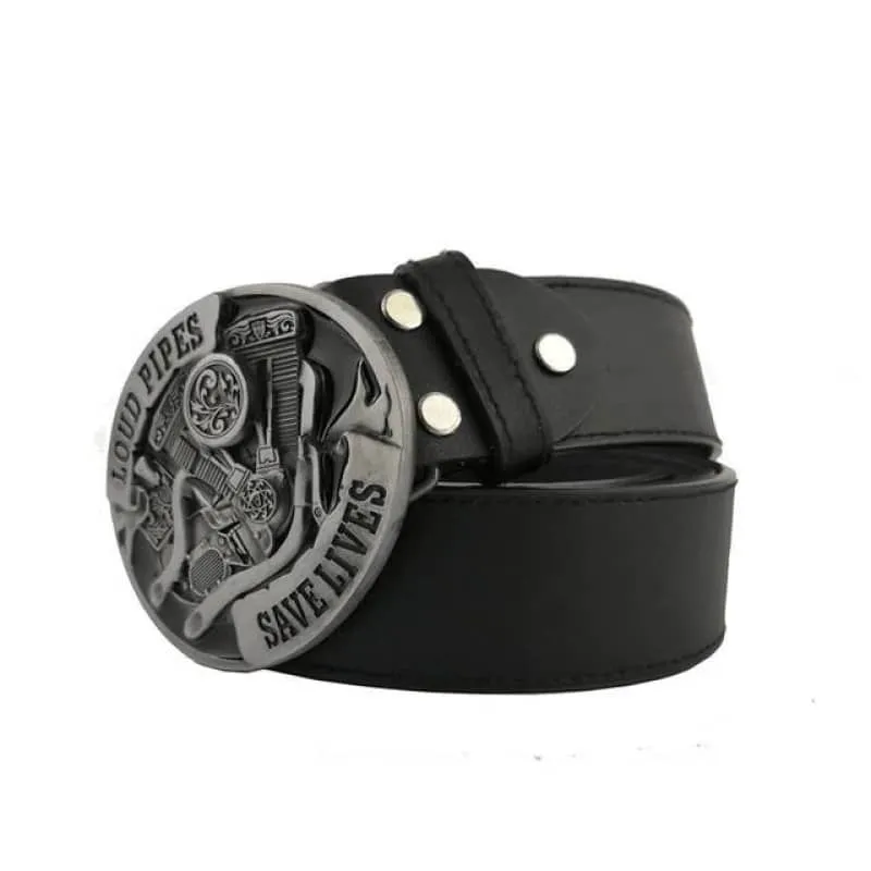 Ceinture biker "LOUD PIPES, SAVE LIVES"