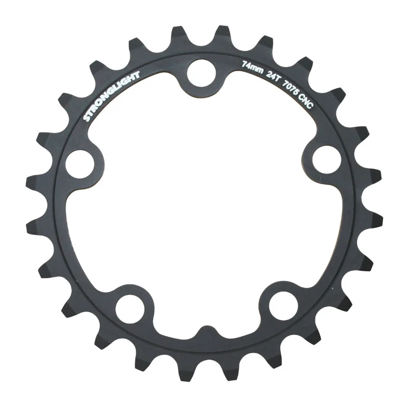Plateau Route 5 branches Ø 74 Stronglight 24 dents Triple Noir Alu 7075 9-10V.