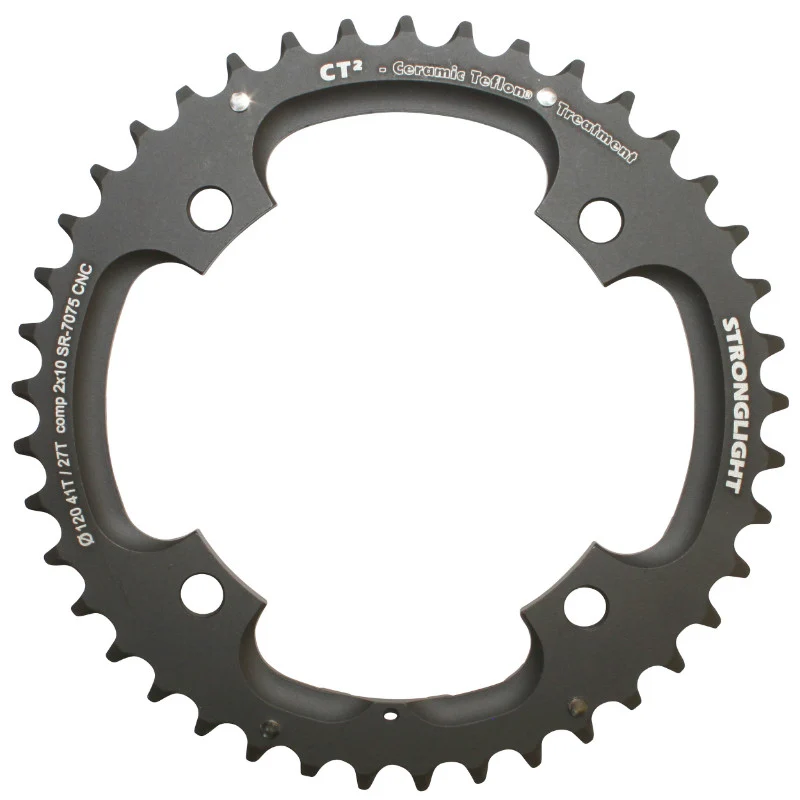 Plateau VTT 4 branches Ø 120 Pour Sram X0-Xx Stronglight Double 41 dents Extérieur Noir Ct2 10V. Pour 27 dents Intérieur Filete - Épaisseur 5 mm (X9-X7-X0-Xx)