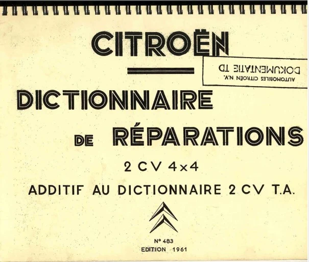 Manuels d'atelier Citroën 2cv 4x4 Sahara :