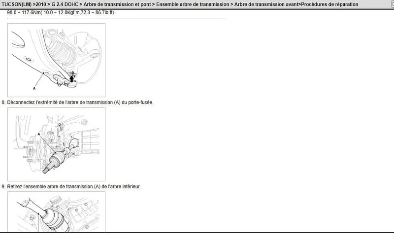 Manuel d'atelier Hyundai Tucson 2010 2014 en français