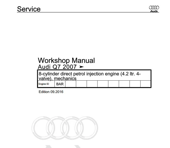 Manuel d'atelier réparation Audi Q7 2007 2017