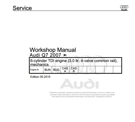 Manuel d'atelier réparation Audi Q7 2007 2017