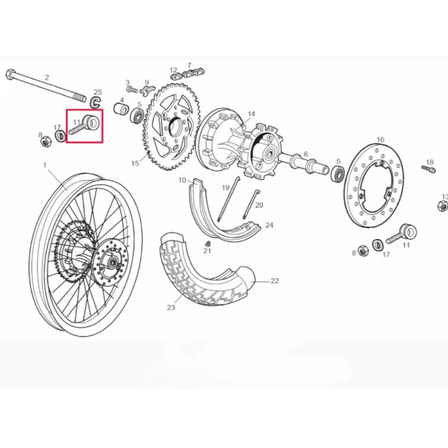 Tensores de cadena rueda trasera Derbi Senda CGN - 15mm