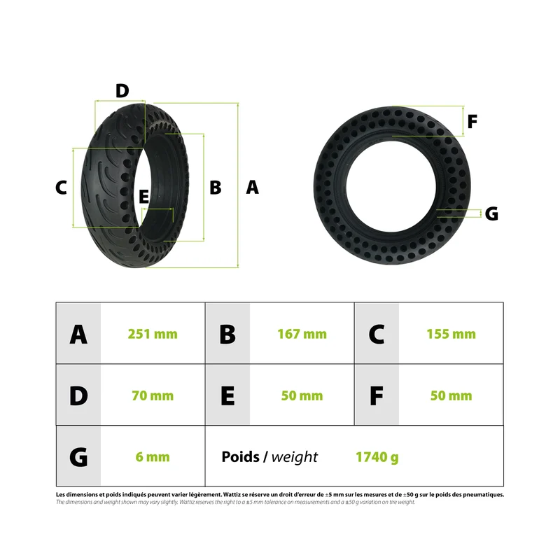 Pneu plein 10x2.70-6.5