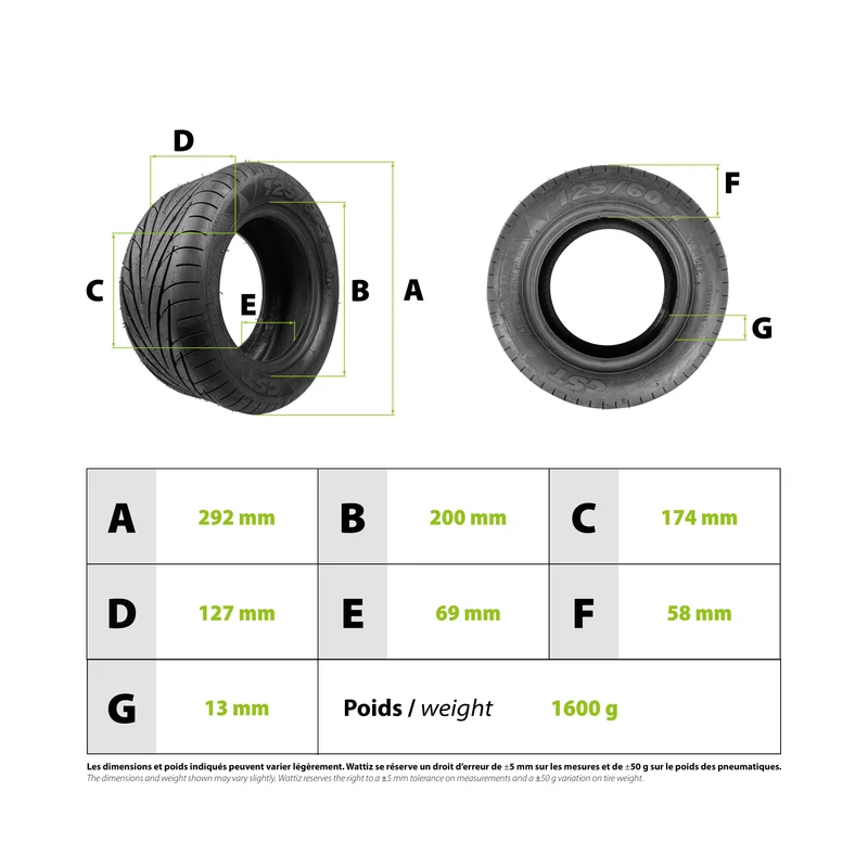 Pneu tubeless 125/60-7 CST Dualtron X