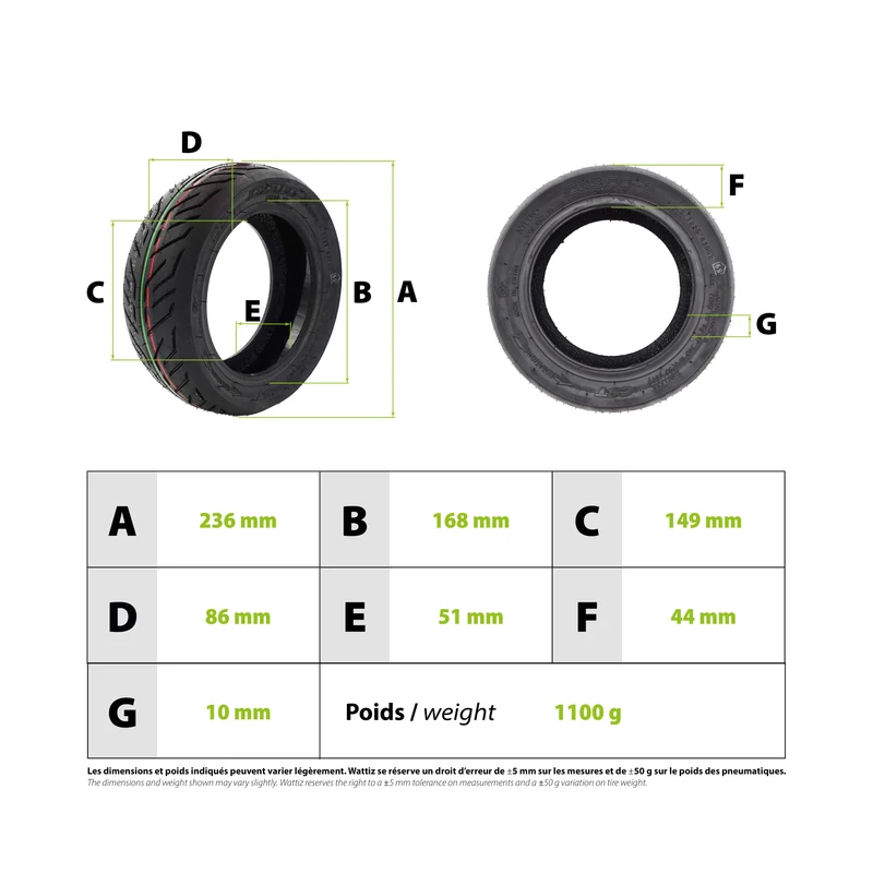 Pneu 10x3.00-6 CST tubeless avec gel anti crevaison Dualtron Victor Nami Klima
