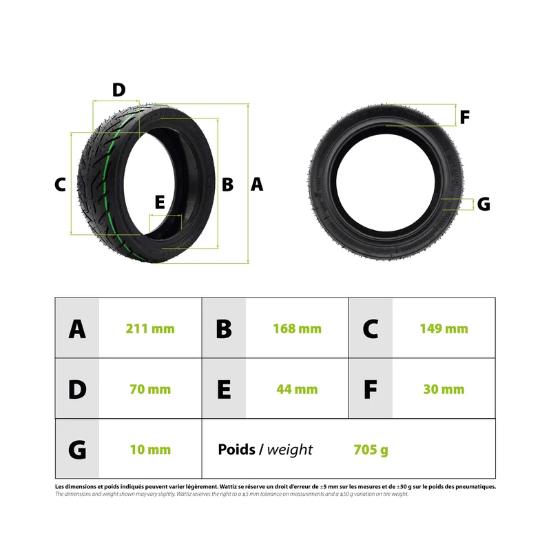 Pneu tubeless 9x2.50-6 CST + gel anti crevaison Nami Stellar