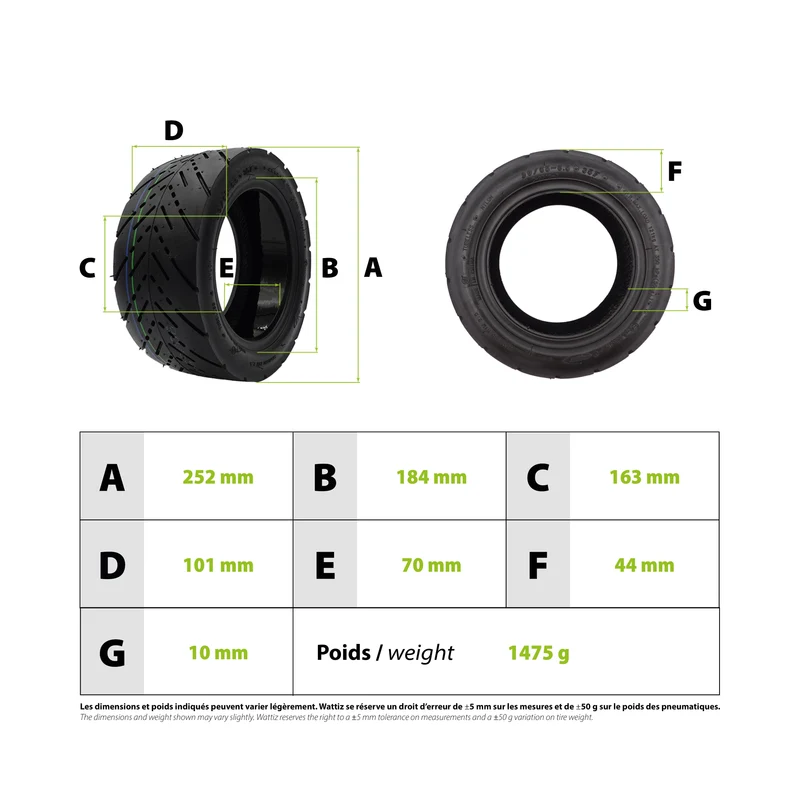 Pneu 90/65-6.5 CST route gel anti crevaison