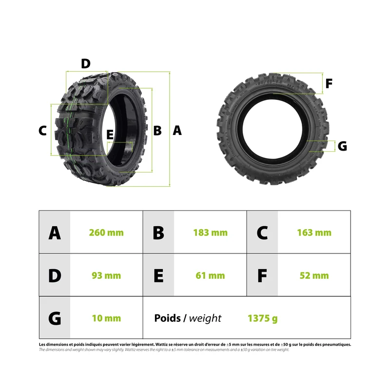 Pneu 90/65-6.5 offroad CST gel anti crevaison
