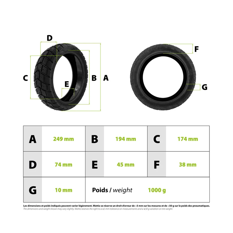Pneu Off Road 10.5x2.75 tubeless avec gel anti-crevaison