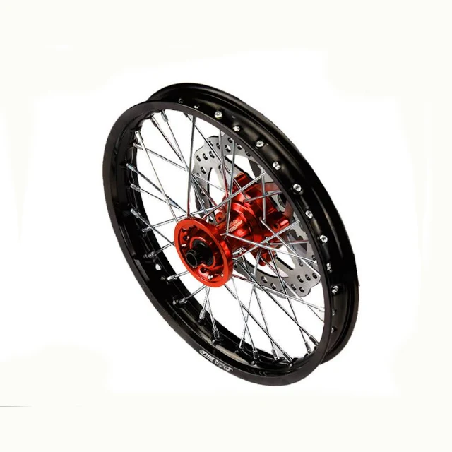 Llanta delantera aluminio completa 1.4x12" buje CNC Pitbike YCF