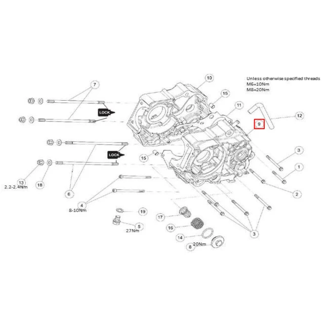 Cárter motor izquierdo motor Daytona Anima 4 marchas arranque pedal